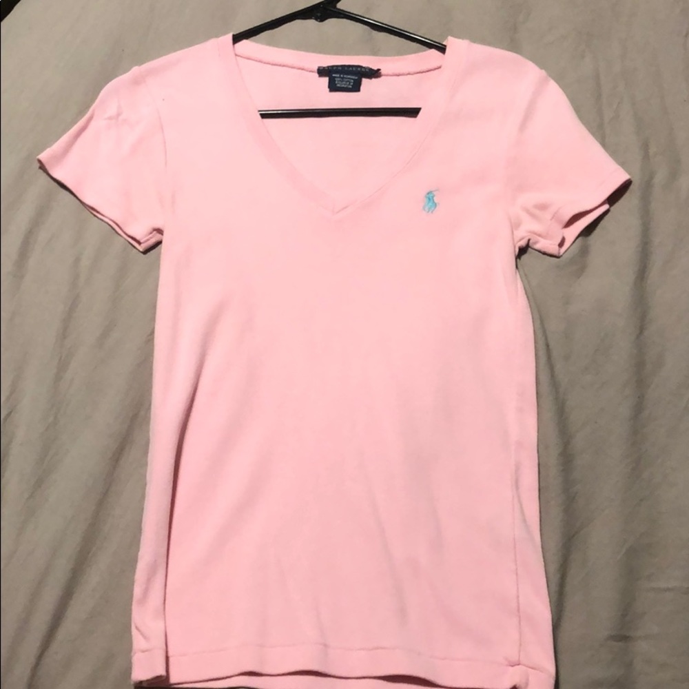 Ralph Lauren Pink V Neck Tee